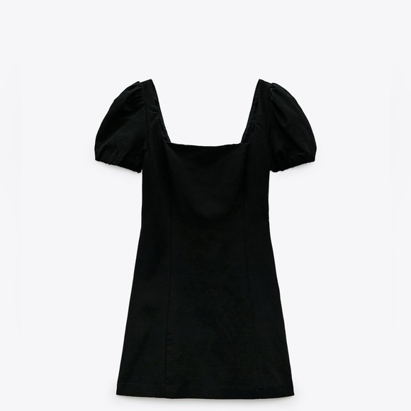 Zara linen blend little black dress bohemian milkmaid mini linen - Picture 5 of 10